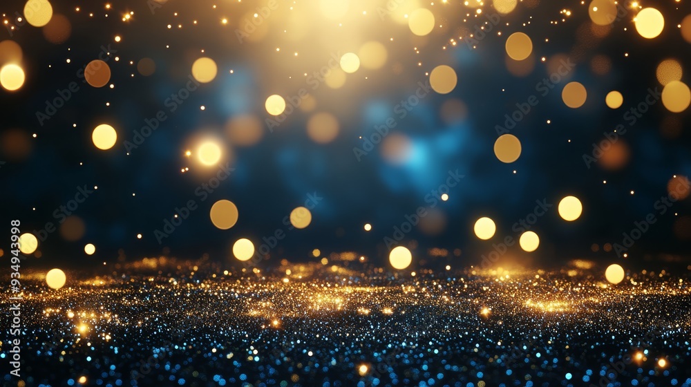Obraz premium Abstract Gold and Blue Glitter Bokeh Background