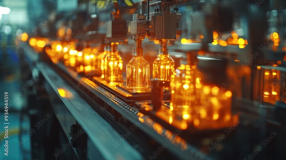 An assembly line in motion, capturing the intricate steps of a manufacturing process in a high-tech environment. An assembly line in motion, capturing the intricate steps of a manufacturing process in a high-tech environment.