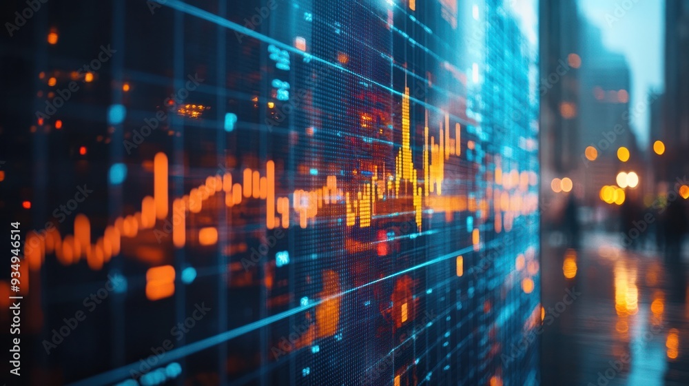 Obraz premium Financial reporters delivering insights on the latest market trends, supported by visual data and charts.