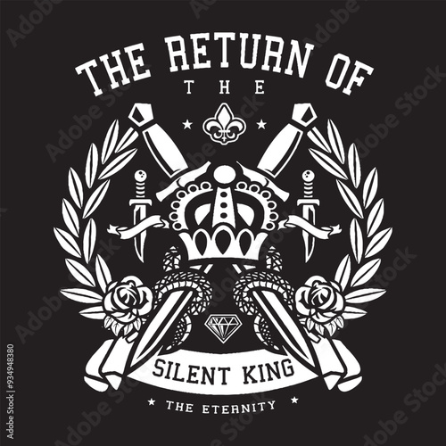 The Return of the Silent King Skull T-Shirt Design