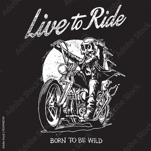 Live to Ride Motorcycle Vintage T-Shirt Design