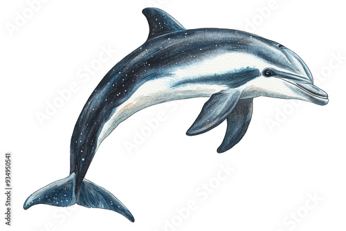 Wallpaper Mural A vibrant illustration of a dolphin swimming gracefully through the ocean, showcasing its sleek body and playful nature. Torontodigital.ca
