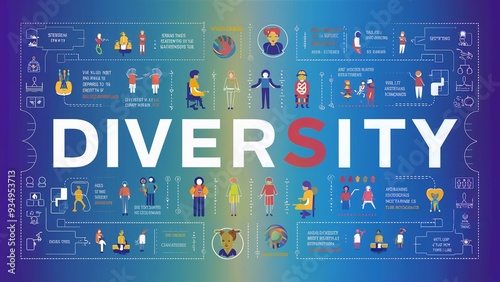 Image showing Working in a diverse environment infographic format Gradient blue background