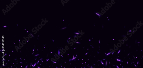 Purple fire sparks, abstract glowing embers, heat sparkles, flying flame cinder, bokeh fire texture. Vector illustration.