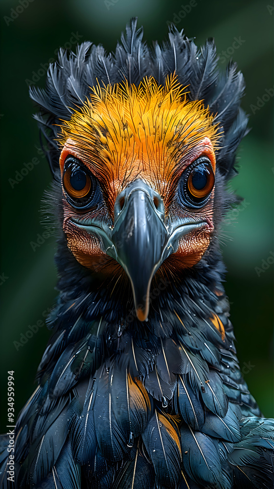 Fototapeta premium Amazon Yellow-headed Caracara face, showcasing its sharp beak and keen eyes