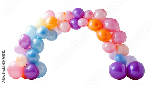 Colorful Balloon Arch on isolated background, cut out. 