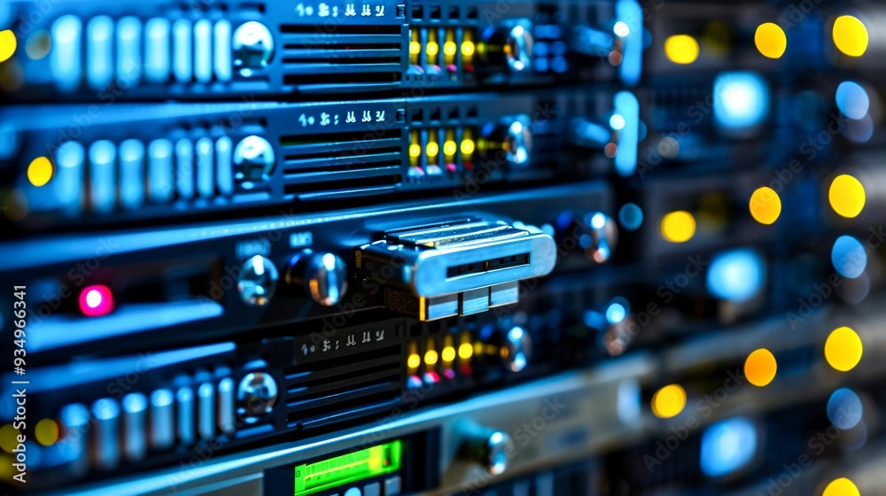 Close-up of a Server Rack with a Hard Drive Bay Close-up of a Server Rack with a Hard Drive Bay