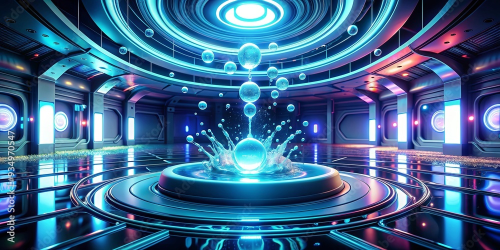 Obraz premium glowing fluid in futuristic setting, glow, fluid, future, abstract, design, technology, vibrant, neon, digital, fantasy