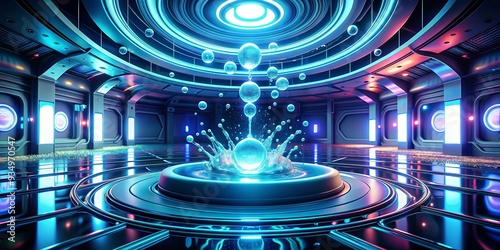 glowing fluid in futuristic setting, glow, fluid, future, abstract, design, technology, vibrant, neon, digital, fantasy