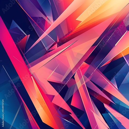 Wallpaper Mural A vibrant abstract vector background showcasing bold, angular shapes and sharp lines in contrasting colors, creating a futuristic and dynamic composition. 8k UHD, suitable for high-quality printing  Torontodigital.ca