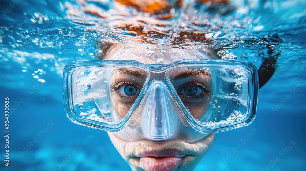 A clear lens covering that allows divers to see underwater. A clear lens covering that allows divers to see underwater.