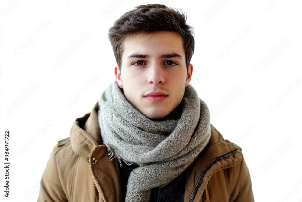 Man Wearing Scarf and Jacket Man Wearing Scarf and Jacket