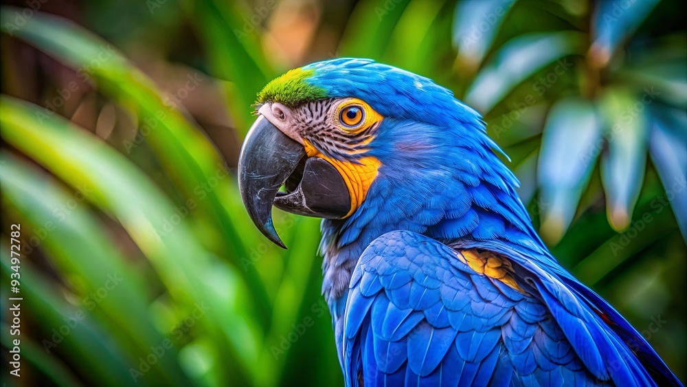 Obraz premium Vibrant blue feathers with exotic texture on a parrot, parrot, feathers, blue, exotic, vibrant, texture, bird, colorful