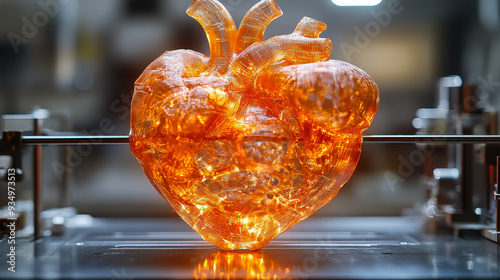 3D Printed Human Heart for Medical Implantation in Innovative Organ Transplantation and Bioprinting Technology Scene photo