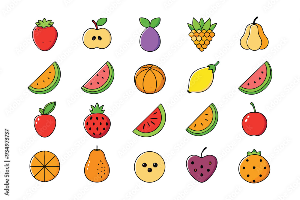Vibrant set of colorful fresh fruit clip art. Vibrant set of colorful fresh fruit clip art.