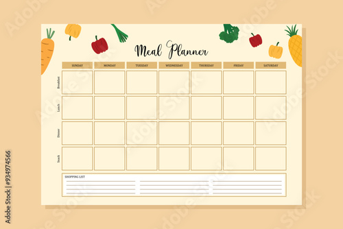 Hand Drawn flat design meal planner