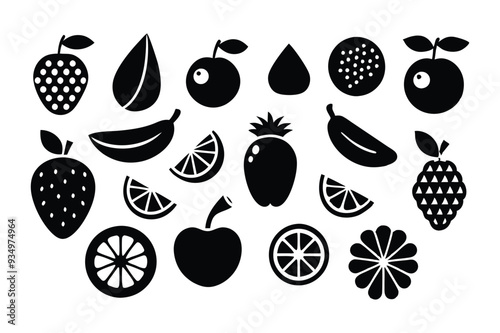 Vibrant set of colorful fresh fruit clip art.