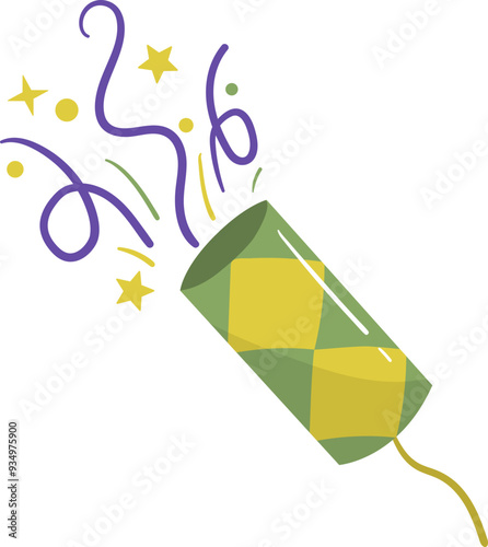Vector Illustration of Party Popper with Confetti