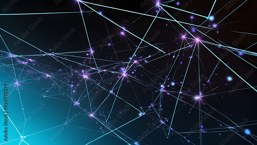 Abstract network of neon dots: A black and blue gradient background with a vast network of small, glowing neon dots connected by thin, sharp white lines. The neon dots vary in intensity, with some glo Abstract network of neon dots: A black and blue gradient background with a vast network of small, glowing neon dots connected by thin, sharp white lines. The neon dots vary in intensity, with some glo