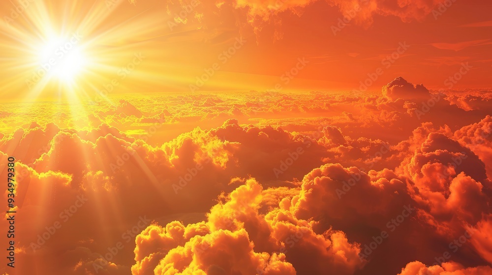 Sunset. Heaven, orange sky. Sun rays. Wallpaper. Clouds , ai Sunset. Heaven, orange sky. Sun rays. Wallpaper. Clouds , ai