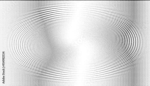 Wavy gradient halftone dots pattern texture background. Vector illustration
