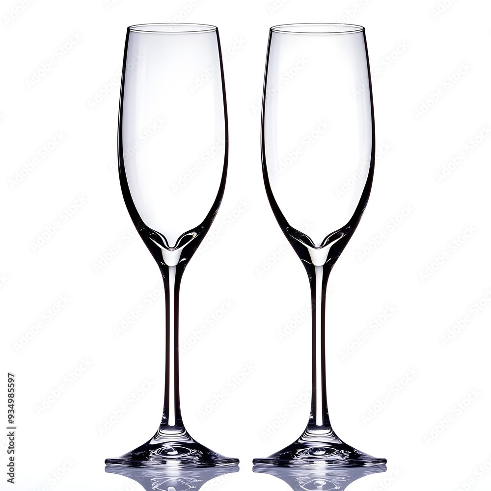 Two Empty Champagne Flutes. Two Empty Champagne Flutes.
