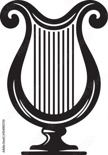 Musical Harp logo design, icon, silhouette