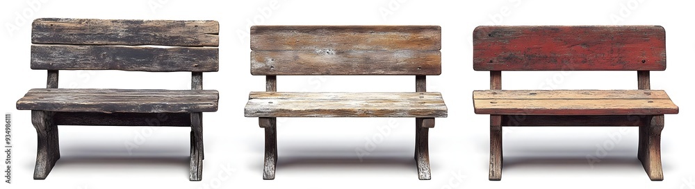 Three Rustic Wooden Chairs. Three Rustic Wooden Chairs.