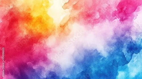 Aquarelle Dreamscape: Vivid Hues of Imagination - Abstract watercolor background in a vibrant spectrum of colors, blending seamlessly for artistic projects and digital designs. 