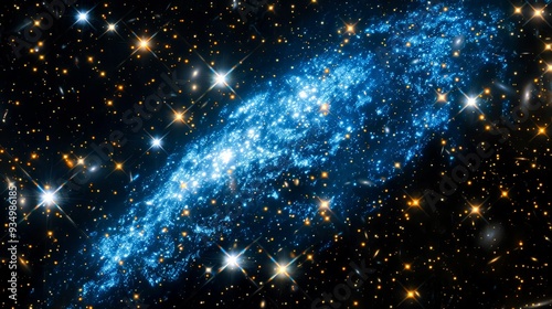 A Blue Galaxy Against a Starry Black Background