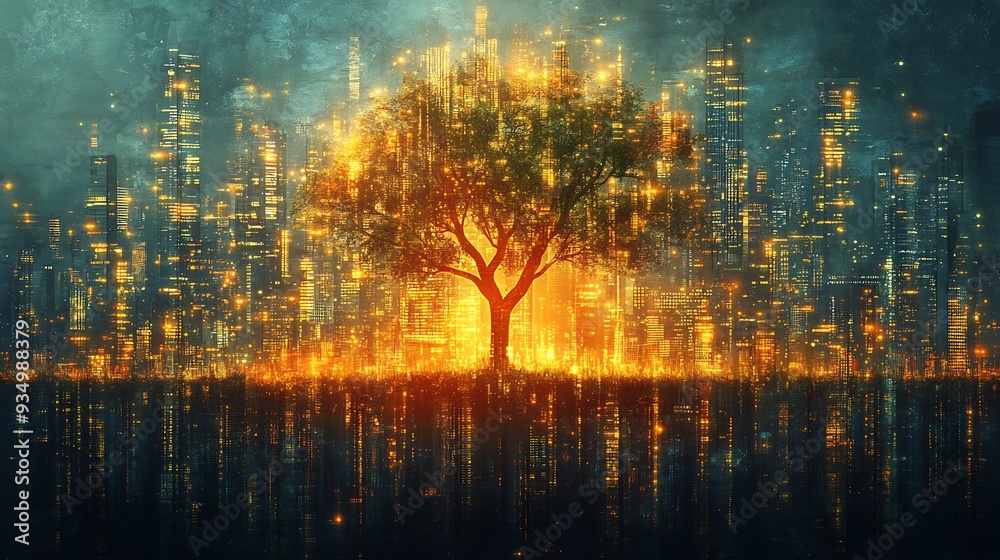 Obraz premium Vector infographic illustrating the principles of sustainable development showcasing a balanced relationship between economic growth environmental stewardship and social wellbeing