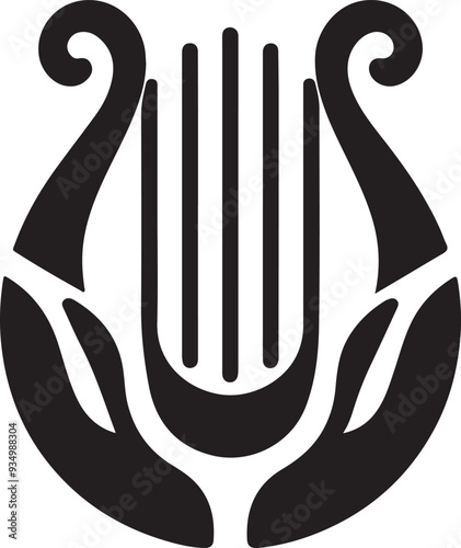 Musical Harp vector logo icon