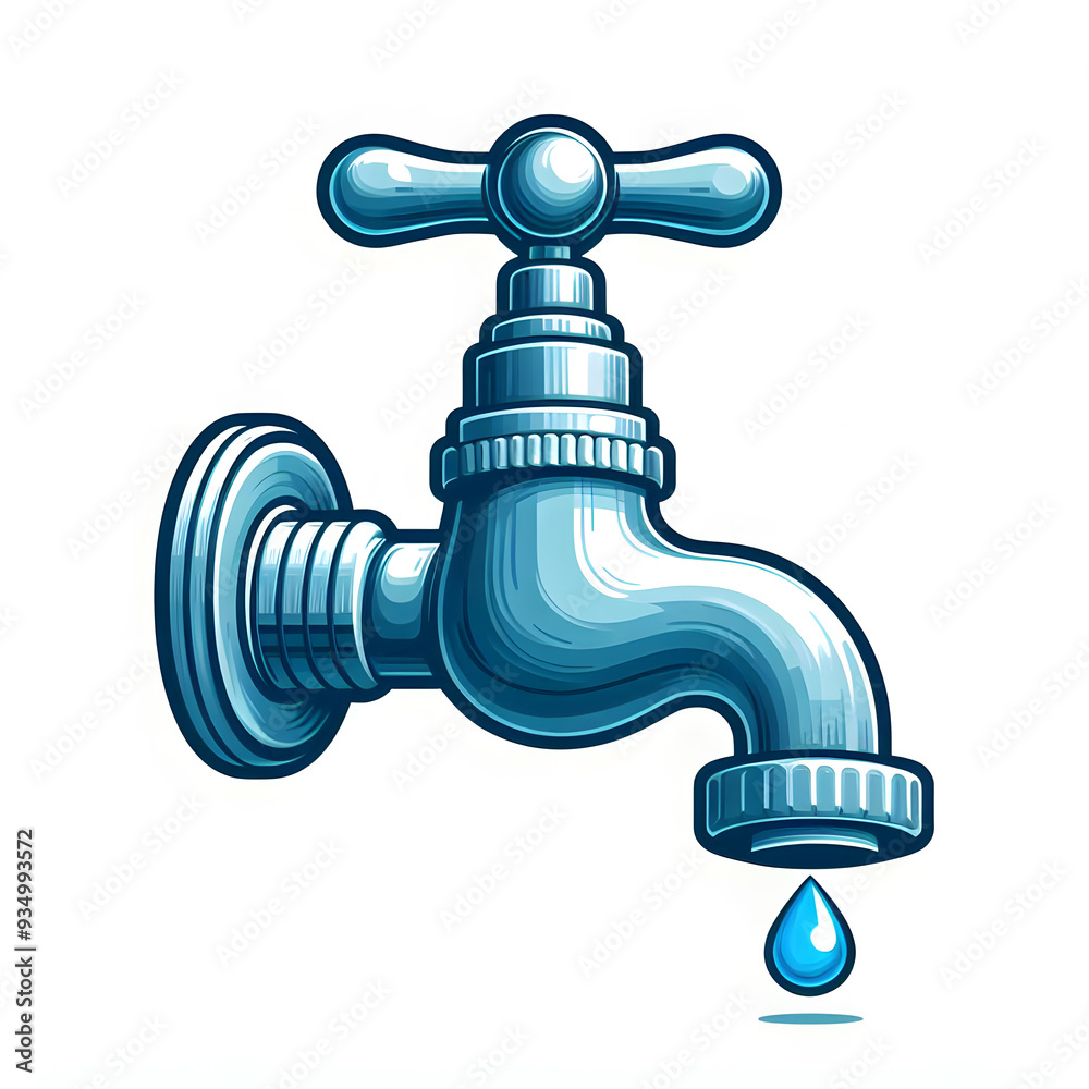 old-style vector Water Tap faucets with A Drop of Water isolated on a white background old-style vector Water Tap faucets with A Drop of Water isolated on a white background