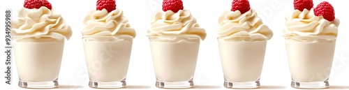 Whipped Cream with Raspberries in a Glass.