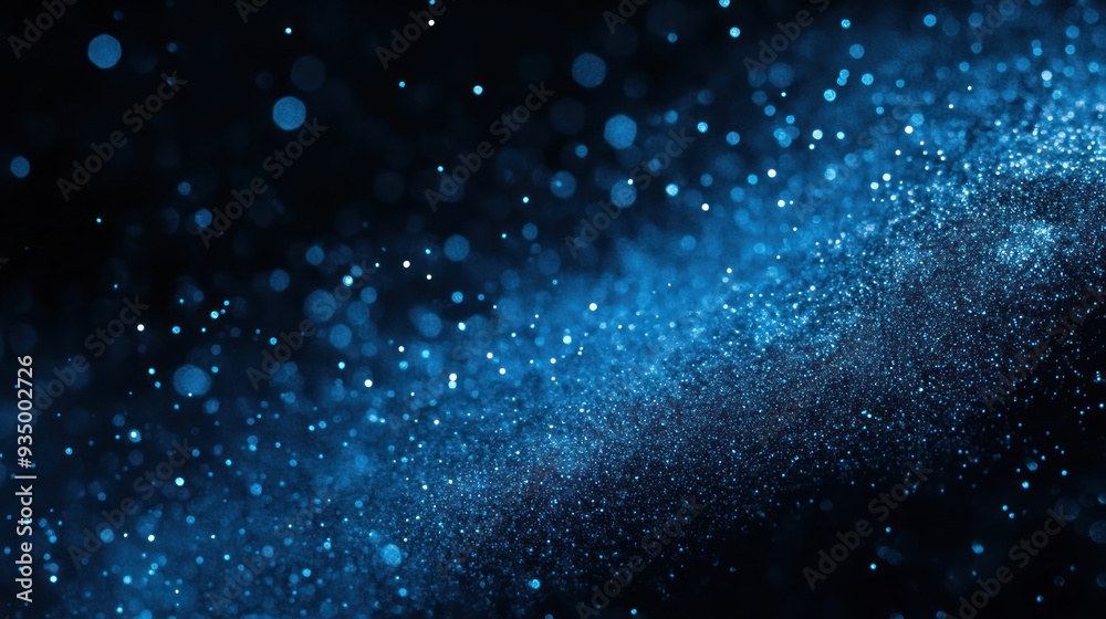 Abstract Blue Glitter and Bokeh on Black Background Abstract Blue Glitter and Bokeh on Black Background