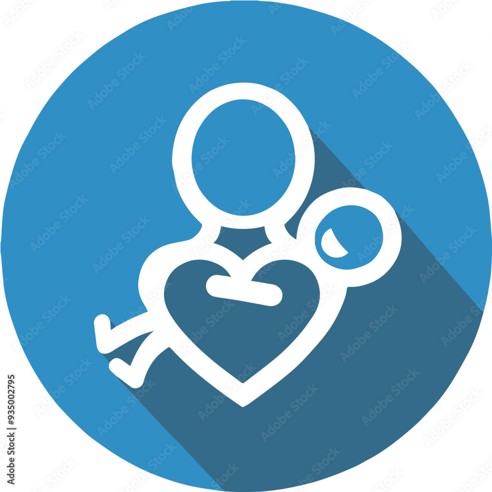 Parent and Child Holding Heart Icon in Blue Circular Design Parent and Child Holding Heart Icon in Blue Circular Design
