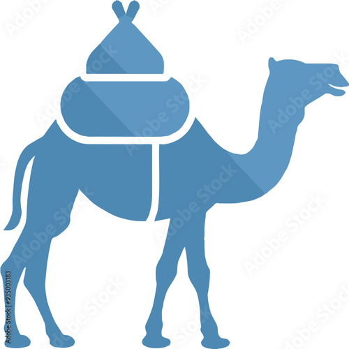Blue Camel with Two Humps Desert Animal Icon