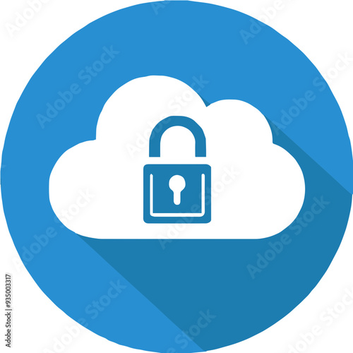 Cloud Security Icon with Lock Symbol photo