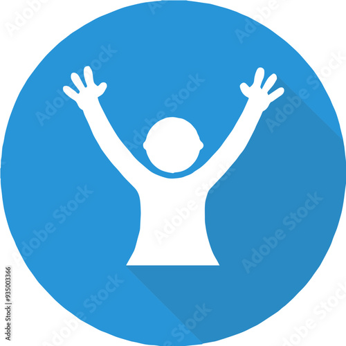 Celebration Icon with Person Raising Hands in Joy photo