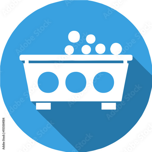 Bathtub with Bubbles Icon in Blue Circle photo