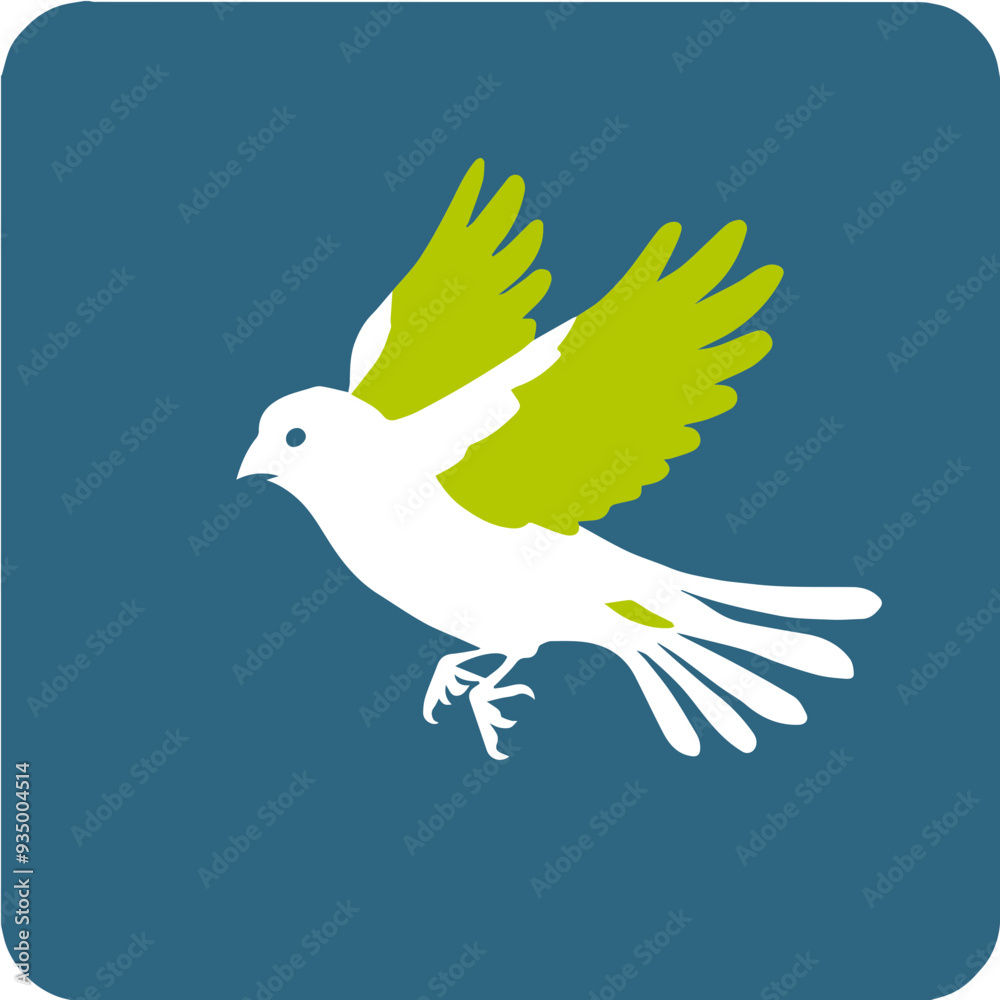 Colorful Bird in Flight on Blue Background Colorful Bird in Flight on Blue Background