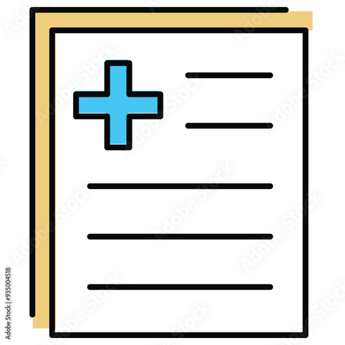 Sick Leave Notes Icon Design. Represents Medical Documentation, Workplace Health, Health Certification, Medical Leave. Vector icon.