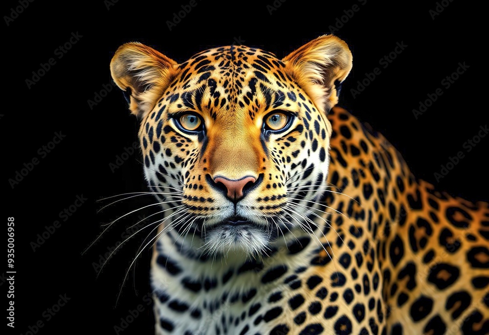 Obraz premium leopard portrait isolated on black background
