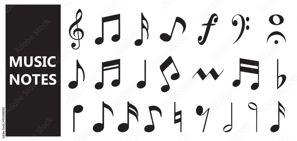 Music note icon set Music note icon set