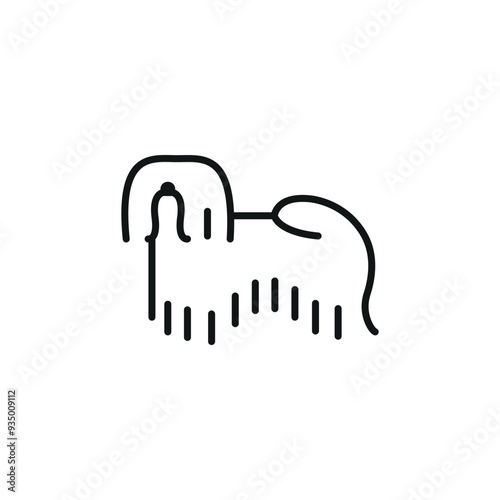 Airedale Terrier icon. A simplified representation of a seated dog, often a symbol of loyalty, companionship, and domestic life. Perfect for use in pet care, veterinary services. Vector illustration 