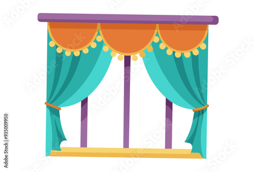 Beautiful curtain vector art illustration