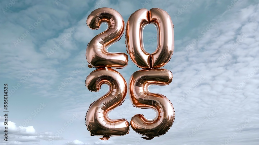 2025 balloons are flying in the sky and representing new year 2025 balloons are flying in the sky and representing new year