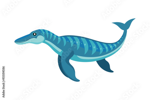 Dakosaurus Under water animal flat vector illustration on white background photo