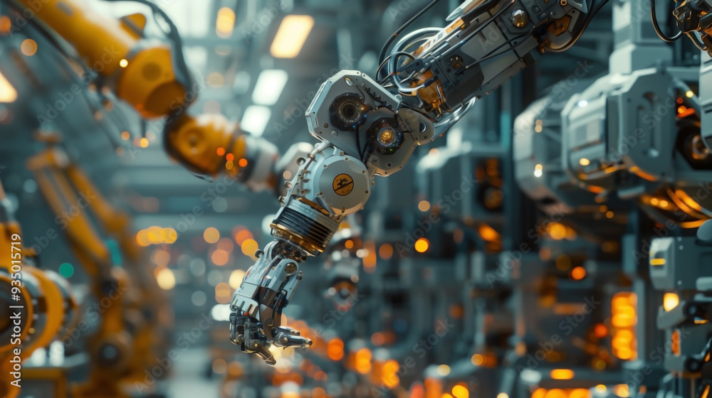 the intricate details of the robotic arms and machinery, showcasing their precision and efficiency. the intricate details of the robotic arms and machinery, showcasing their precision and efficiency.