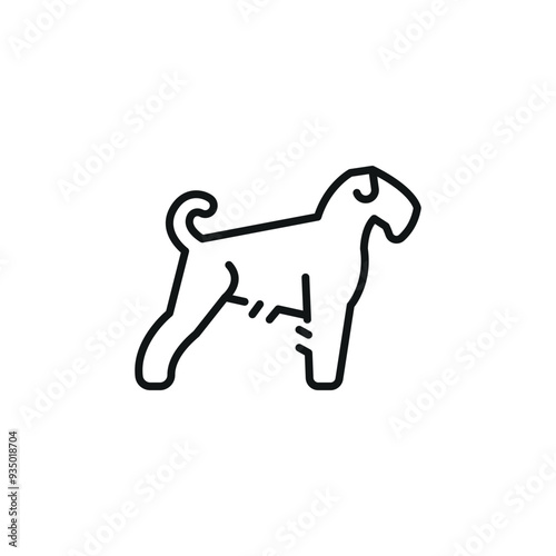 Airedale Terrier icon. A simplified representation of a seated dog, often a symbol of loyalty, companionship, and domestic life. Perfect for use in pet care, veterinary services. Vector illustration 